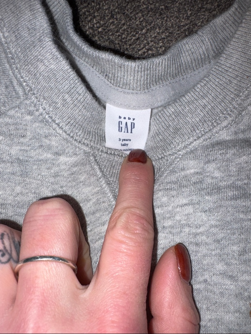 Baby Gap Light Gray Crewneck Sweatshirt with Subtle Chest Embroidery - Picture 2 of 5